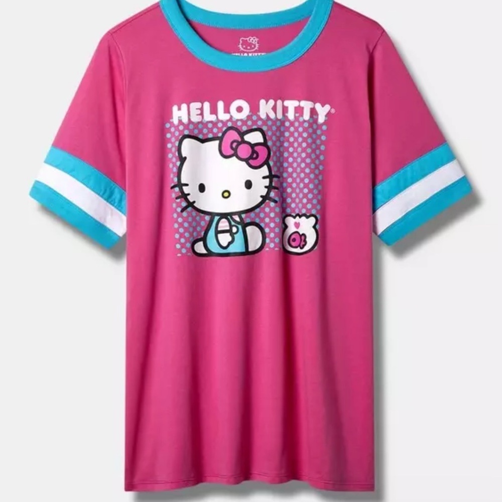 Rare! NWT Hello Kitty Pink and Blue cotton ringer tee